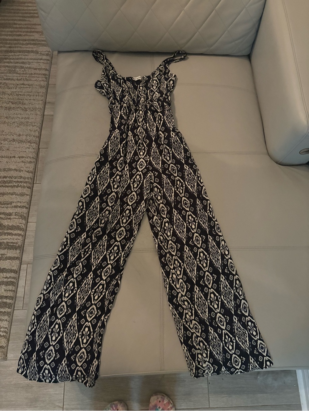 Black & White Printed Wide‑Leg Jumpsuit